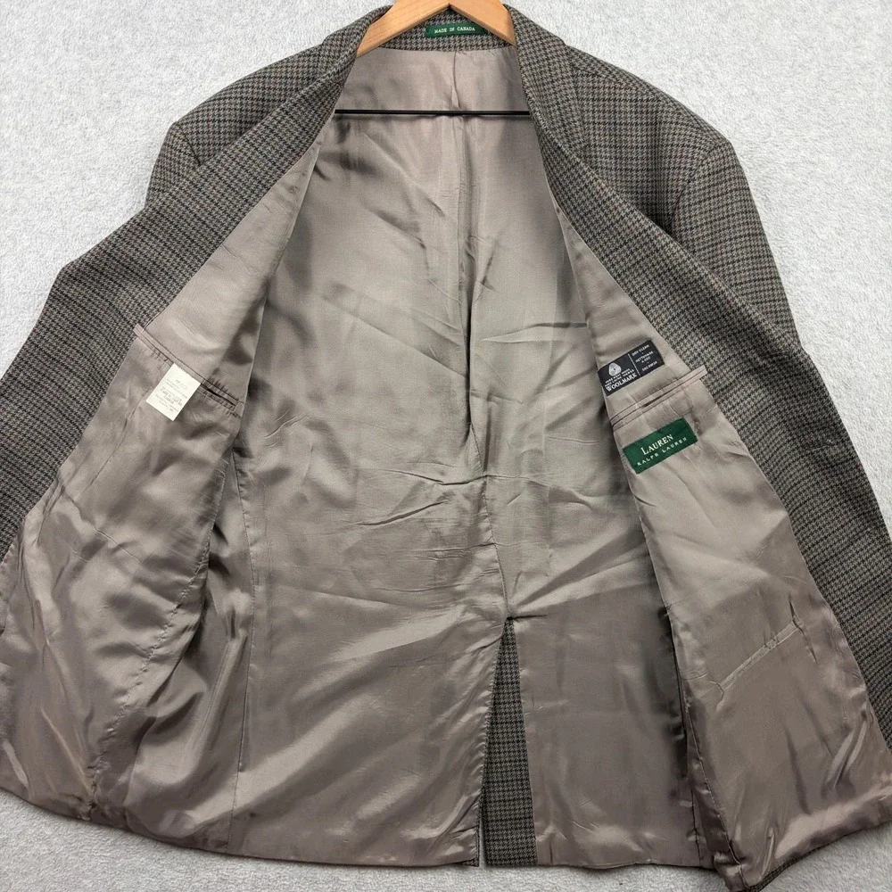 Lauren Ralph Lauren Blazer Mens 46R Brown Gun Club Check Wool Sport Coat Trad